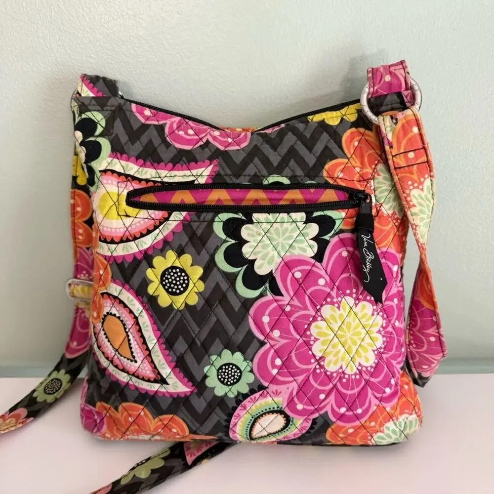 Vera Bradley Floral Ziggy‎ Zinnia Iconic Hipster Crossbody Shoulder Bag Orange S